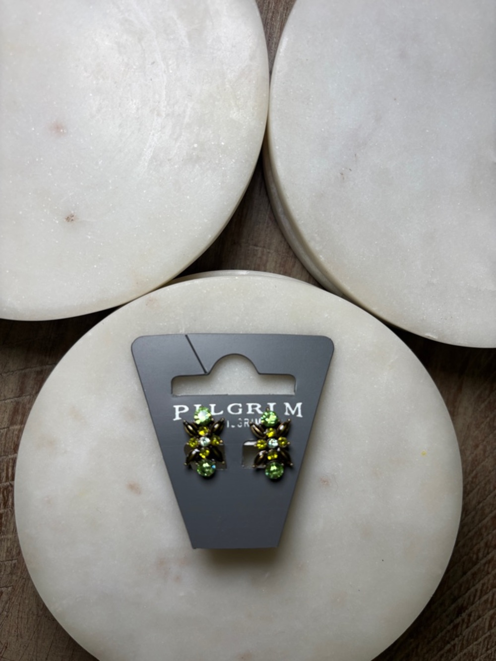 193 Pilgrim Gold-Tone Earrings with Green Crystals